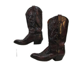 Men's Dan Post Mahogany Cherry Red Leather Almond Toe Western Cowboy Boots 8.5 D